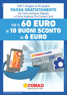 Passa da Carta Insieme Digitale a Carta Insieme Più Conad Card