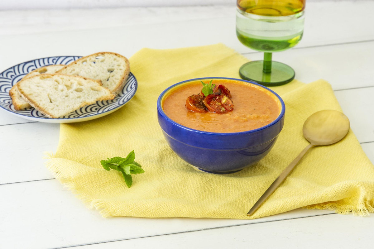 Gazpacho con il Bimby: ricetta con peperoni e pomodorini arrostiti