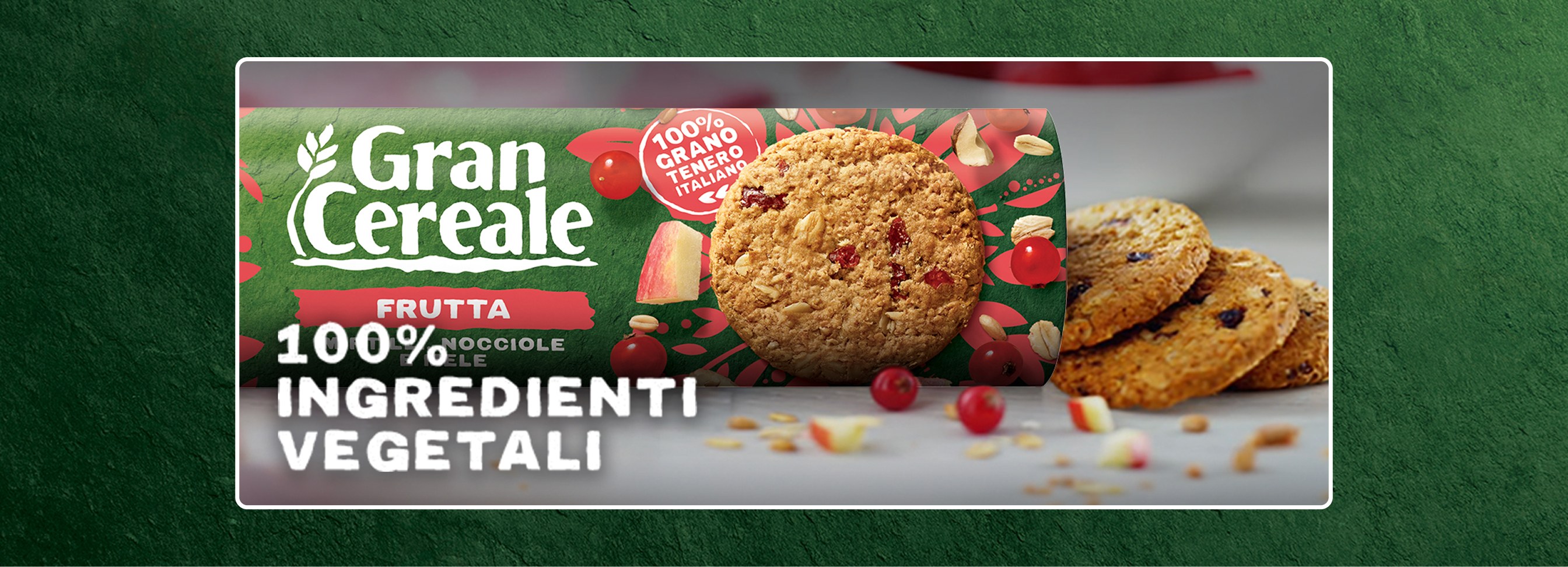 Biscotti Gran Cereale Frutta, 100% ingredienti vegetali