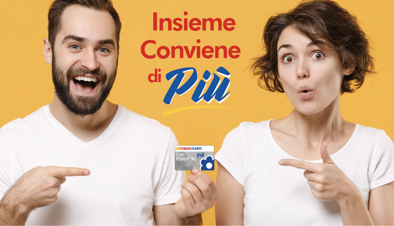 Carta Insieme Più CONAD - 10 buoni da 5 euro + 50€ GIFT CARD CONAD porta un  amico