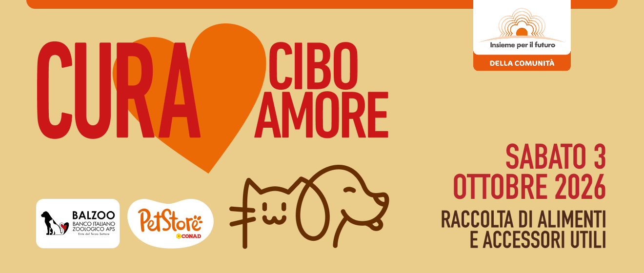 Raccolta solidale di alimenti e accessori per cani e gatti promossa da Conad e BALZOO