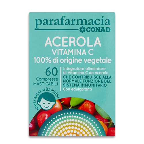 Acerola Vitamina C 100% di origine vegetale 60 Compresse Masticabili