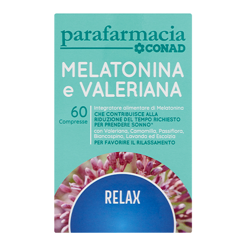 Melatonina e Valeriana che contribuisce alla riduzione del tempo richiesto per prendere sonno 60 compresse