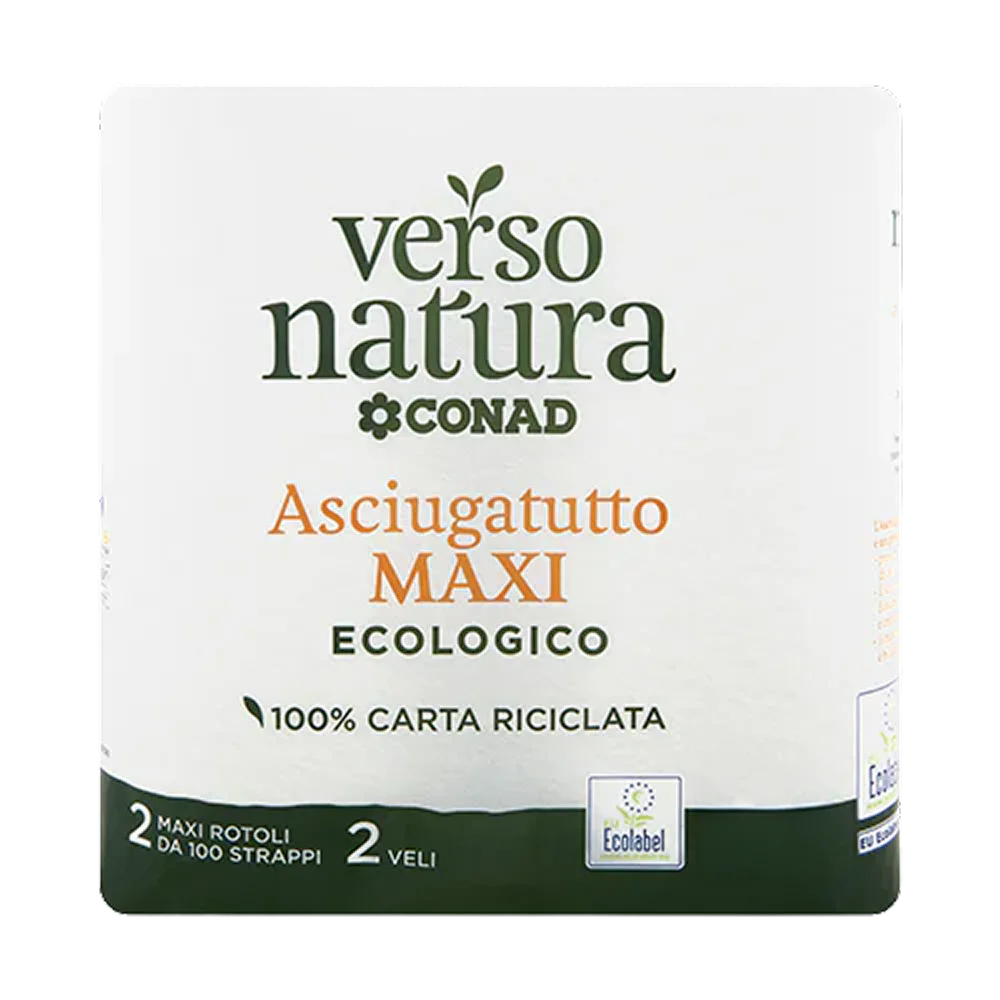 Asciugatutto Maxi Ecologico 2 Veli 2 Maxi Rotoli Verso Natura Conad