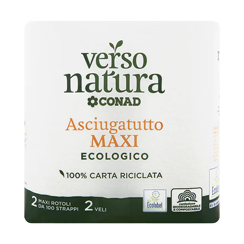 Asciugatutto Maxi Ecologico 2 Veli 2 Maxi Rotoli Verso Natura Conad