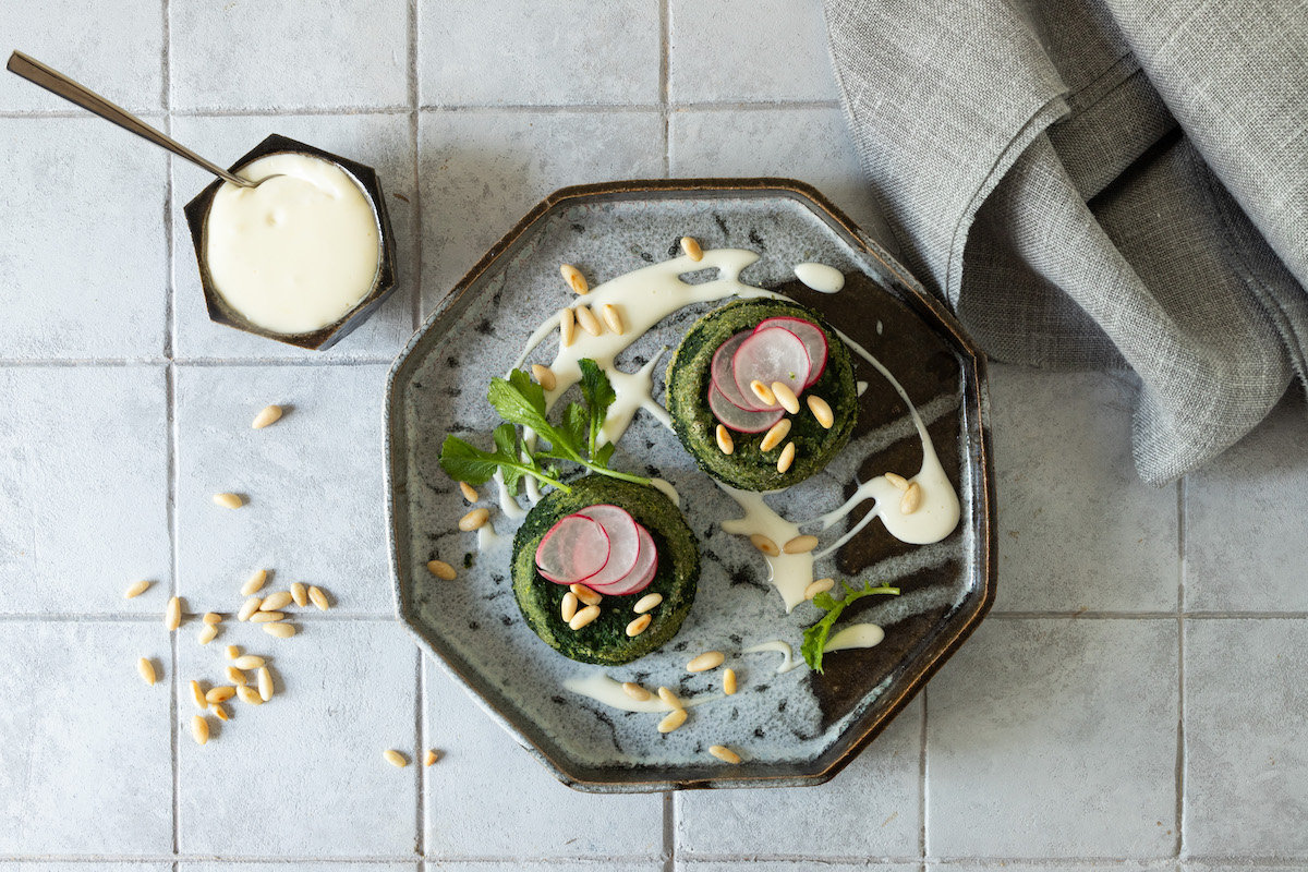 Flan di spinaci e fonduta di Asiago