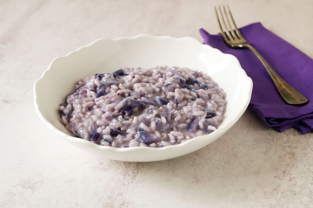 Risotto con cavolo viola e gorgonzola