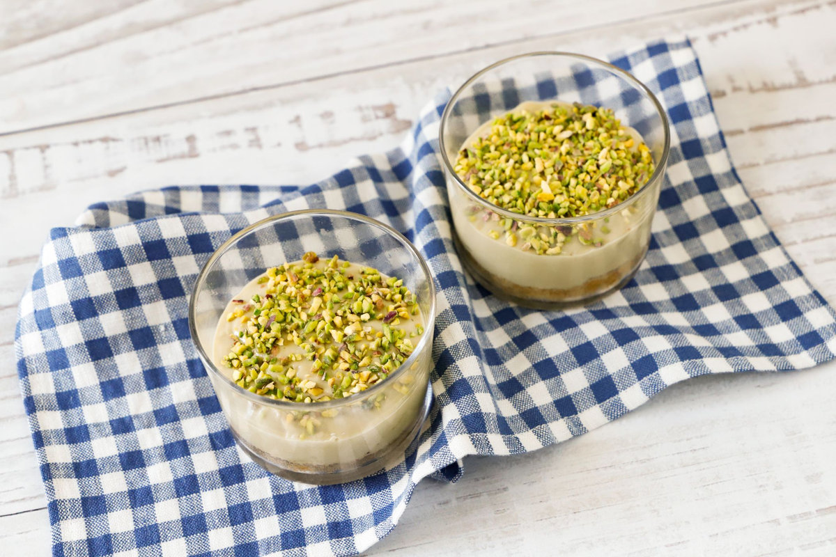 Cheesecake al pistacchio in monoporzioni