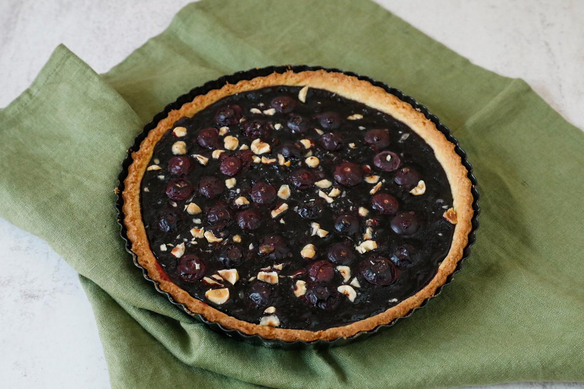 Crostata con confettura di mirtilli