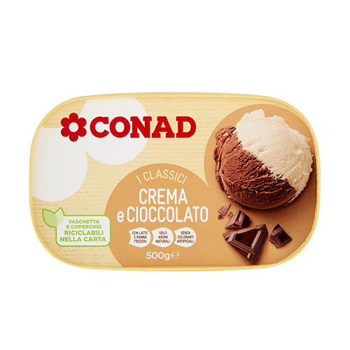 I classici Conad crema e cioccolato (riciclabili nella carta)
