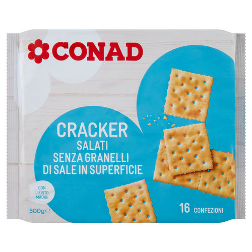 CONAD Cracker Salati Senza Granelli di Sale in Superficie 16 x 31,25 g-image