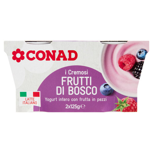 CONAD i Cremosi Frutti di Bosco Yogurt intero con frutta in pezzi 2 x 125 g-image