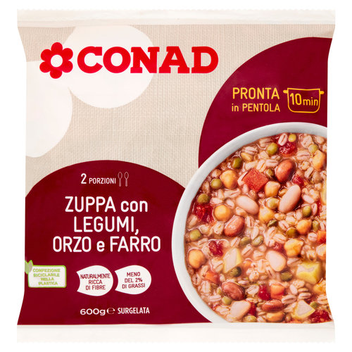 CONAD Zuppa con Legumi, Orzo e Farro Surgelata 600 g-image