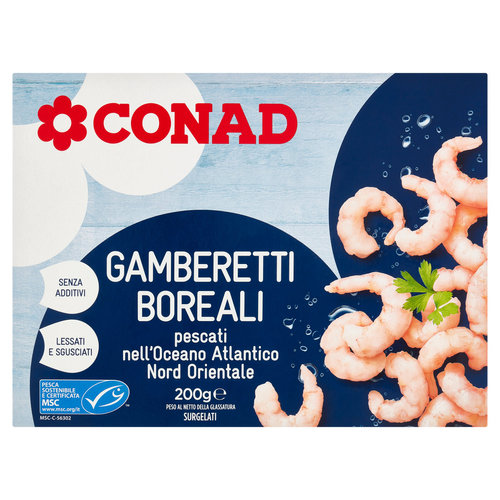 CONAD Gamberetti Boreali pescati nell'Oceano Atlantico Nord Orientale Surgelati 200 g-image