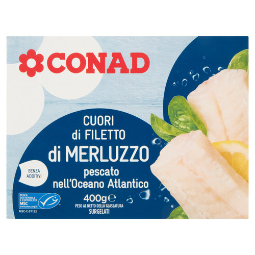 CONAD Cuori di Filetto di Merluzzo pescato nell'Oceano Atlantico Surgelati 400 g-image