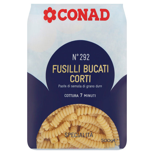 CONAD Pasta di Semola di Grano Duro Specialità N° 292 Fusilli Bucati Corti 500 g-image