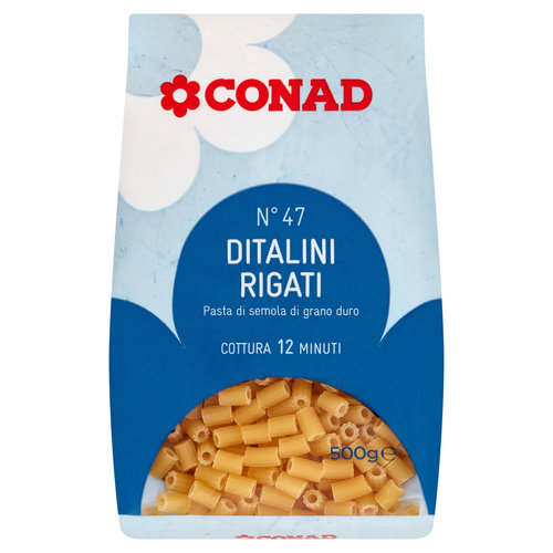 CONAD Pasta di Semola di Grano Duro N°47 Ditalini Rigati 500 g-image