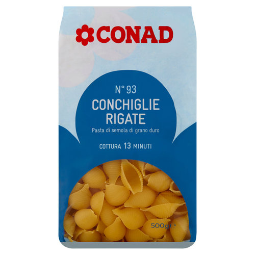 CONAD Pasta di Semola di Grano Duro N° 93 Conchiglie Rigate 500 g-image