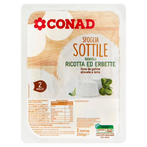 CONAD Ravioli Ricotta ed Erbette Sfoglia Sottile 250 g-image