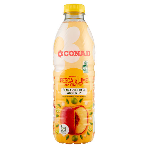 CONAD Bevanda di Pesca e Lime con Ginseng Senza Zuccheri Aggiunti* 1 l-image