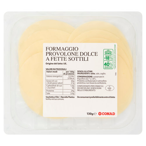 CONAD Formaggio Provolone Dolce a Fette Sottili 130 g-image