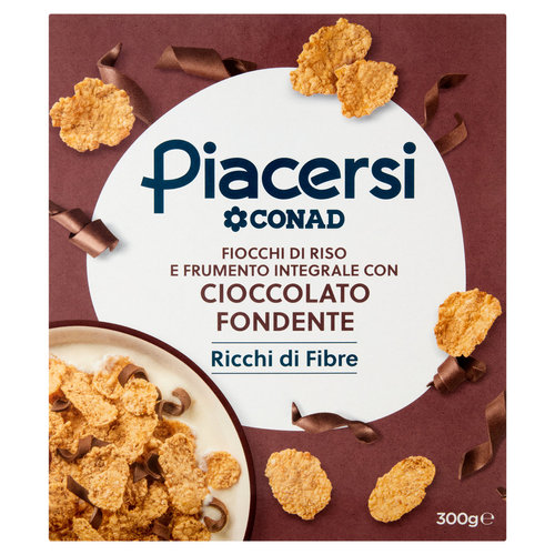 PIACERSI CONAD Fiocchi di Riso e Frumento Integrale con Cioccolato Fondente 300 g-image