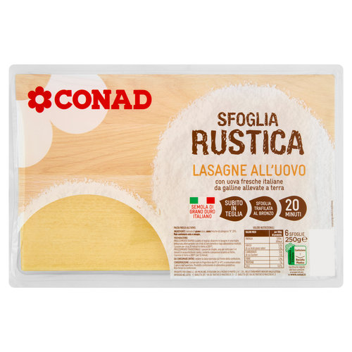 CONAD Sfoglia Rustica Lasagne all'Uovo 6 Sfoglie 250 g-image