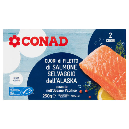 CONAD Cuore di Filetto di Salmone Selvaggio dell'Alaska 2 Cuori Surgelati 250 g-image