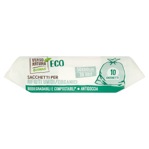 CONAD VERSO NATURA Eco Sacchetti per Rifiuti Umidi/Organici 50x60cm 30 Litri 10 pz-image