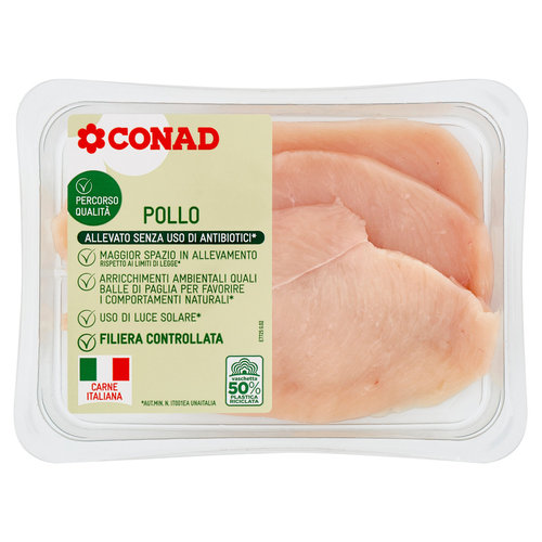 CONAD Percorso Qualità Allevato Senza Uso di Antibiotici Petto di Pollo a Fette 0,250 kg-image