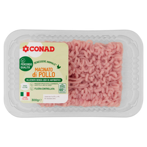 CONAD Percorso Qualità Macinato di Pollo Allevato Senza Uso di Antibiotici 300 g-image