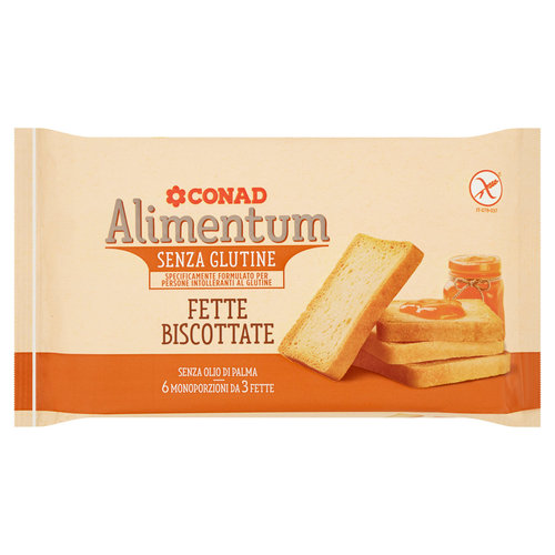 CONAD Alimentum Senza Glutine Fette Biscottate 6 monoporzioni 225 g-image