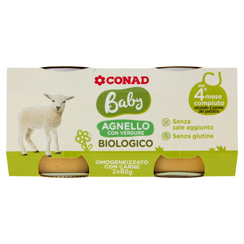 CONAD Baby Agnello con Verdure Biologico Omogeneizzato con Carne 2 x 80 g-image