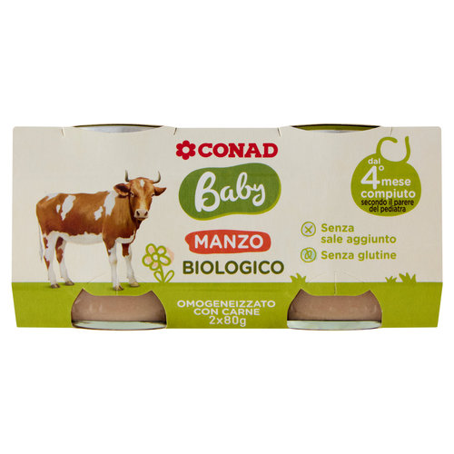 CONAD Baby Manzo Biologico Omogeneizzato con Carne 2 x 80 g-image