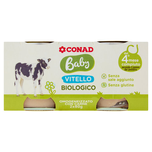 CONAD Baby Vitello Biologico Omogeneizzato con Carne 2 x 80 g-image