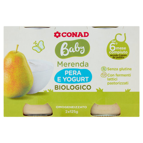 CONAD Baby Merenda Pera e Yogurt Biologico Omogeneizzato 2 x 125 g-image