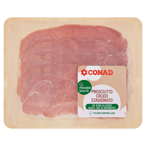 CONAD Percorso Qualità Da suini allevati senza uso di antibiotici Prosciutto Crudo Stagionato 100 g-image
