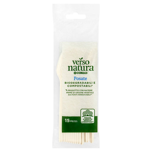 CONAD VERSO NATURA Posate Biodegradabili e Compostabili* Forchette 15 pz-image