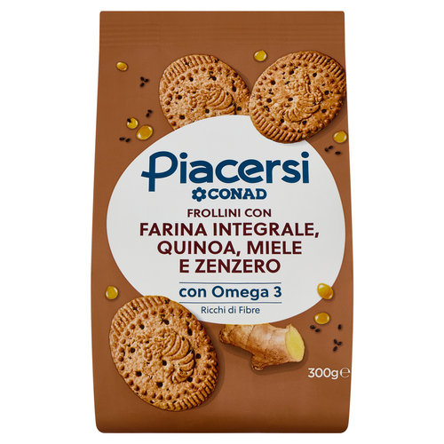 PIACERSI CONAD Frollini con Farina Integrale, Quinoa, Miele e Zenzero 300 g-image