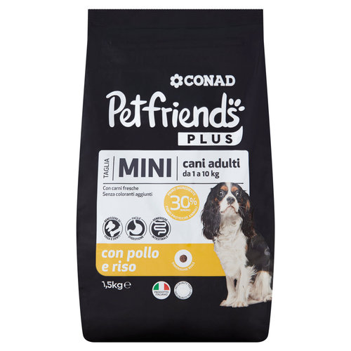 CONAD Petfriends Plus Taglia Mini cani adulti da 1 a 10 kg con pollo e riso 1,5 kg-image