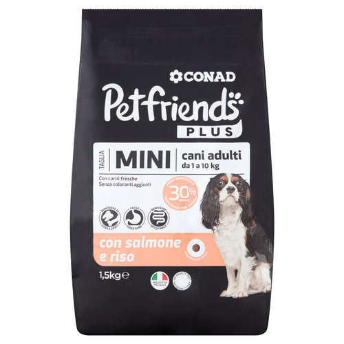 CONAD Petfriends Plus Taglia Mini cani adulti da 1 a 10 kg con salmone e riso 1,5 kg-image