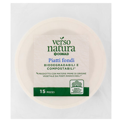 CONAD VERSO NATURA Piatti fondi Biodegradabili e Compostabili* 15 pz-image