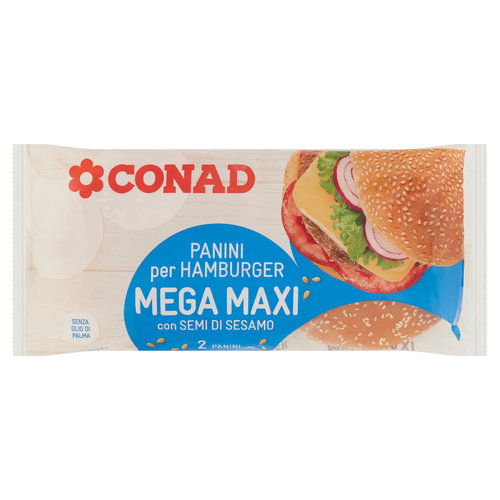 CONAD Panini per Hamburger Mega Maxi con Semi di Sesamo 2 x 125 g-image