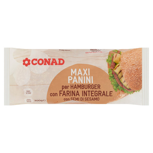 CONAD Maxi Panini per Hamburger con Farina Integrale con Semi di Sesamo 4 x 75 g-image
