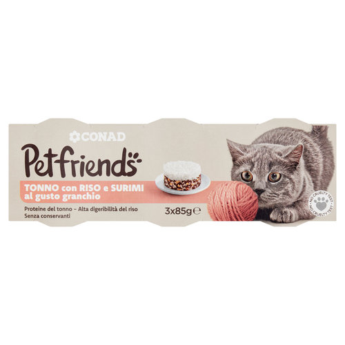 CONAD Petfriends Tonno con Riso e Surimi 3 x 85 g-image