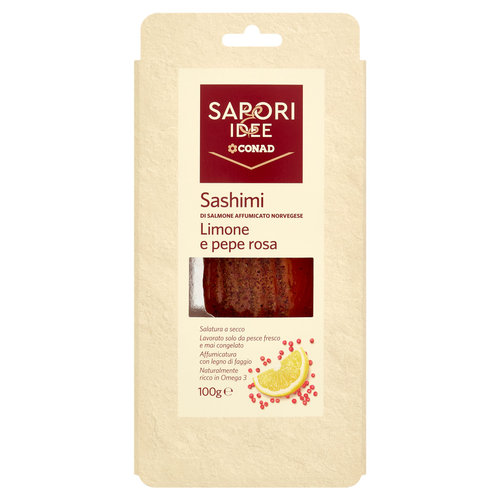 SAPORI & IDEE CONAD Sashimi di Salmone Affumicato Norvegese Limone e pepe rosa 100 g-image