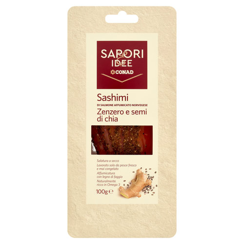SAPORI & IDEE CONAD Sashimi di Salmone Affumicato Norvegese Zenzero e semi di chia 100 g-image