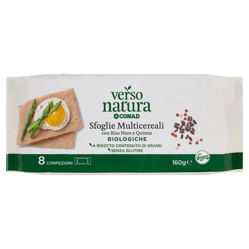 CONAD VERSO NATURA Sfoglie Multicereali con Riso Nero e Quinoa Biologiche 8 Confezioni 160 g-image