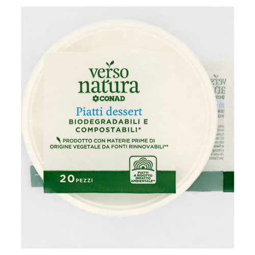 CONAD VERSO NATURA Piatti dessert Biodegradabili e Compostabili* 20 pz-image
