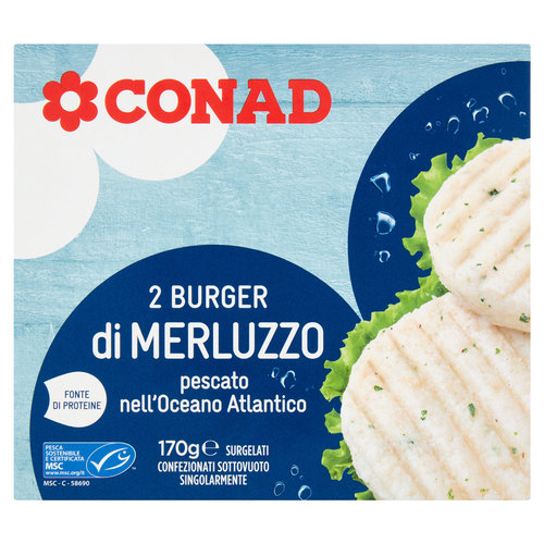 CONAD 2 Burger di Merluzzo Surgelati 2 x 85 g-image